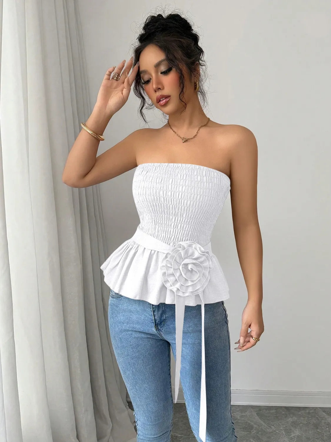 Flower Smocked Tube Top - Image 14