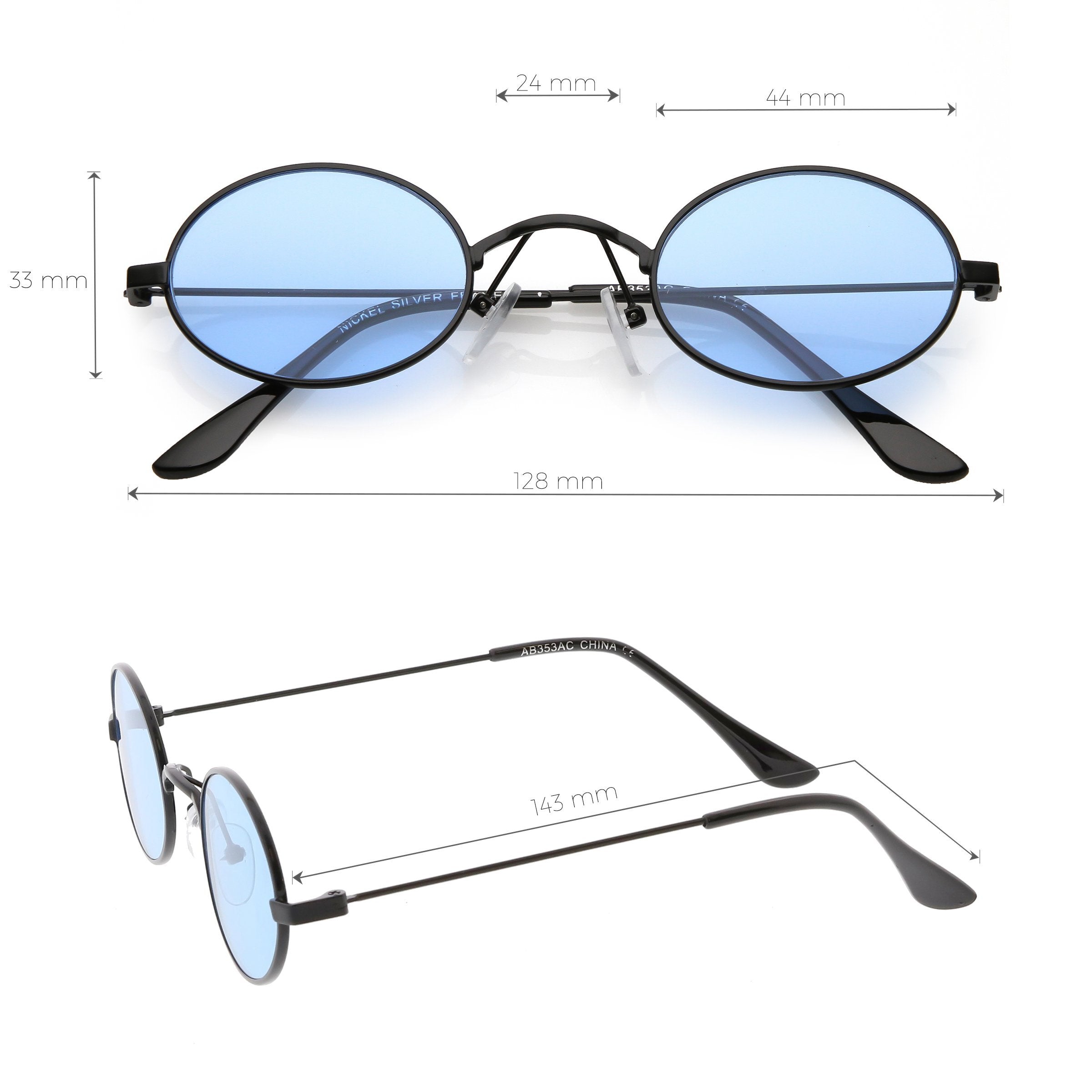 Small Oval Color Tone Metal Sunglasses - Image 9