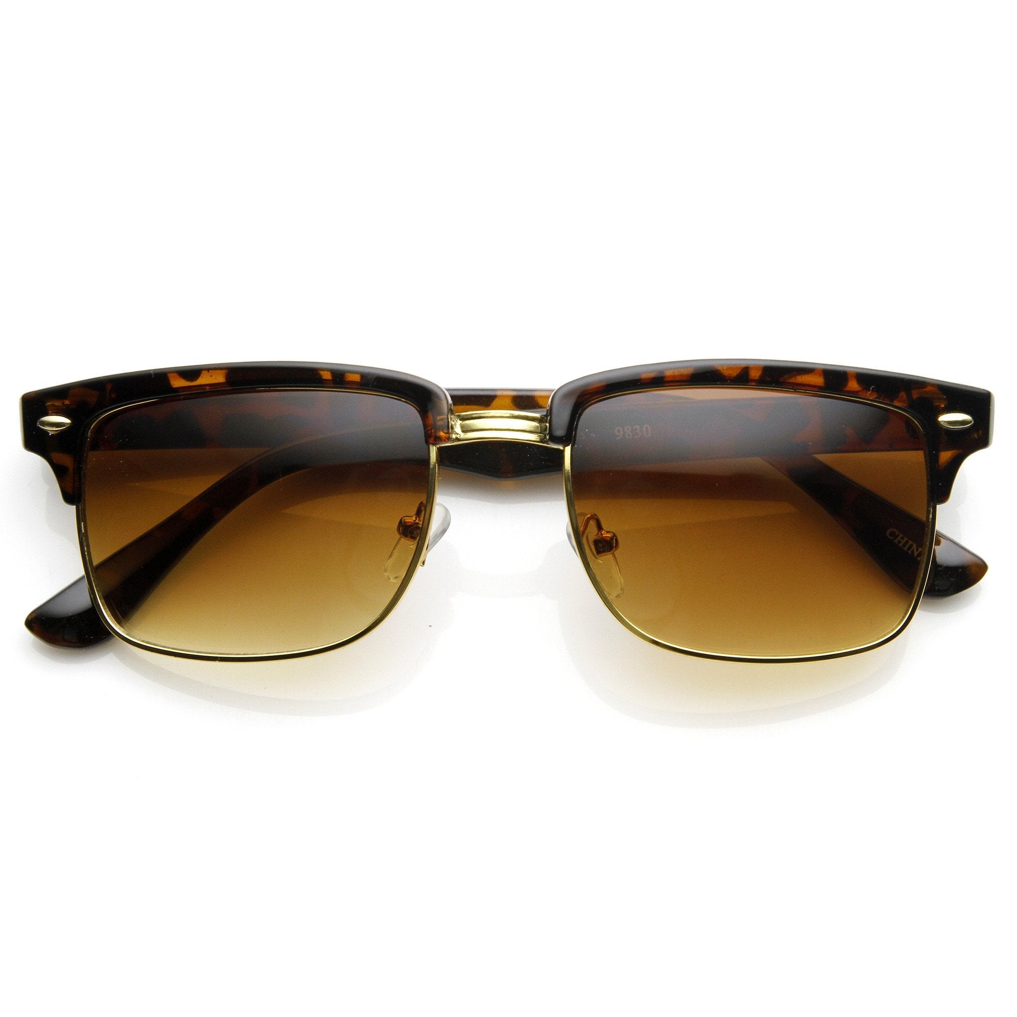 Square Half Frame Horned Rim Sunglasses - Image 3