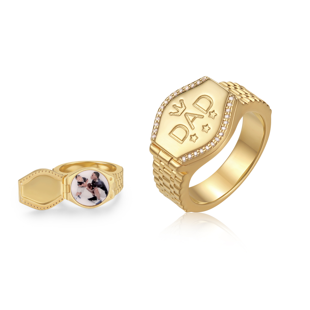 Photo Locket Ring for Dad